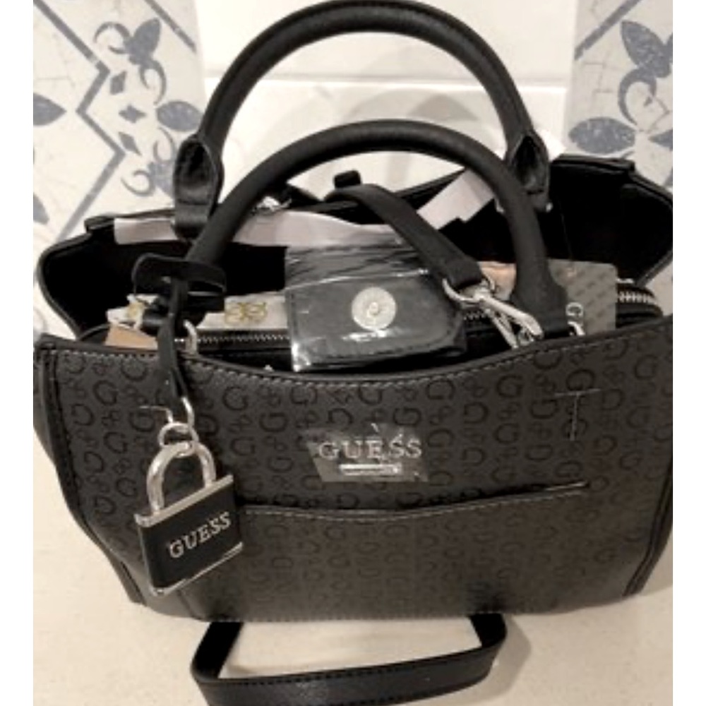 GUESS MONOGRAM canvas handbag ,new with tags